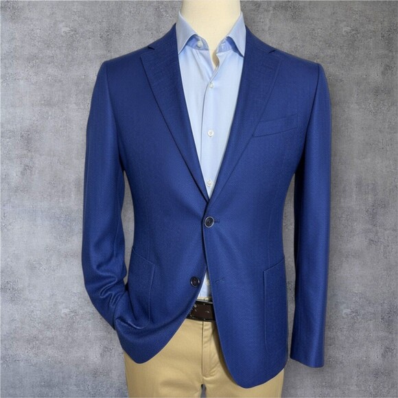 NAUTICA Mens Blazer Sport Coat Two Button Casual Jacket 40R Navy Blue Suits - Picture 2 of 12